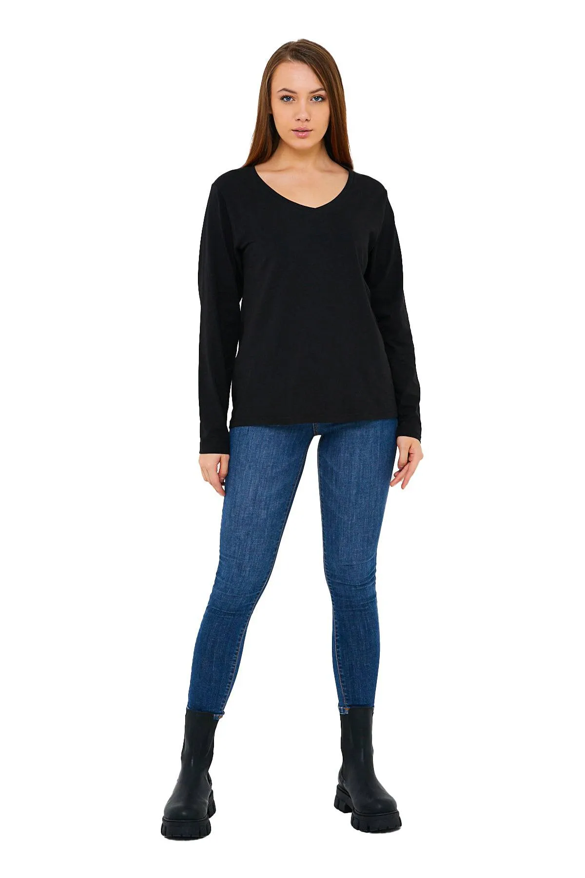 Women's V-Neck Long Sleeve T-Shirts